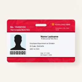 Crachá Custom Red Employee ID Identification Photo Bar