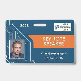 Crachá Custom Technology Keynote Speaker Photo ID Badge