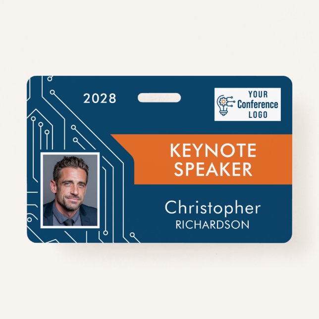 Crachá Custom Technology Keynote Speaker Photo ID Badge (Frente)