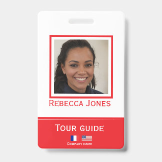 Crachá Custom tour guide photo name langage badge ID card