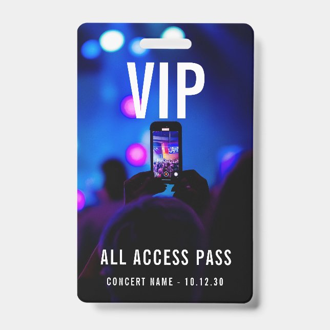 Crachá Custom VIP All Access Pass Concert Party Event (Front)