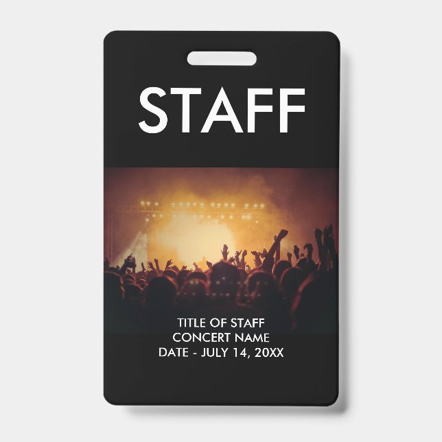 Crachá Custom VIP Passes Staff ID Badge (Frente)