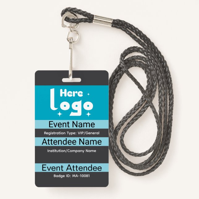 Crachá Customizable conference and expo badge template (Frente com cordão)