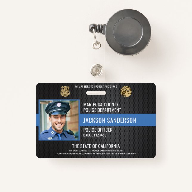 Crachá Customizable Law Enforcement Police Employee ID (Frente com retrátil)