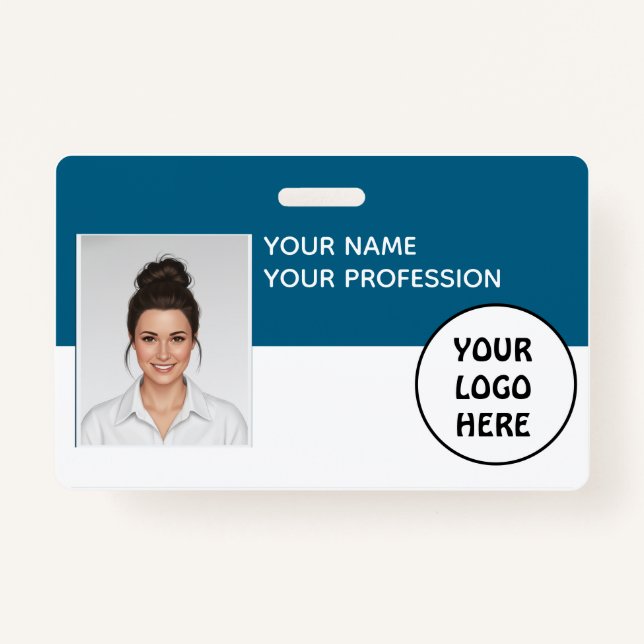 Crachá Customizable Photo ID Badge – Editable Name, (Frente)