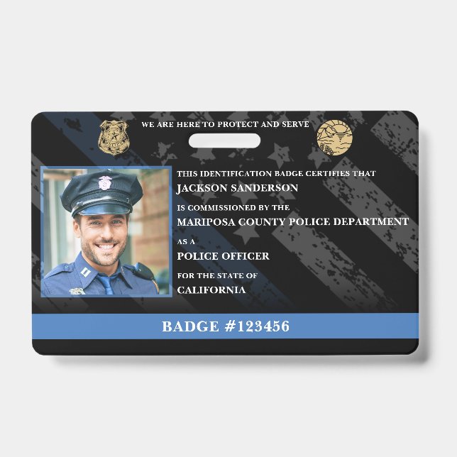 Crachá Customizable Police Officer Law Enforcement ID (Frente)