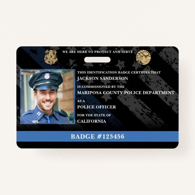 Crachá Customizable Police Officer Law Enforcement ID (Frente)