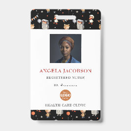 Crachá Cute Black White Pediatric Registered Nurse Logo