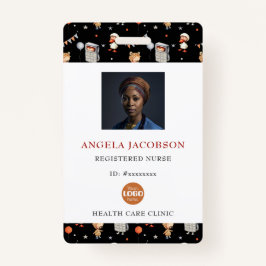 Crachá Cute Black White Pediatric Registered Nurse Logo