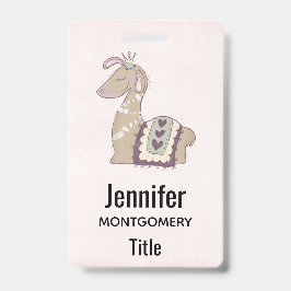 Crachá Cute Llama Princess Vestindo uma Coroa