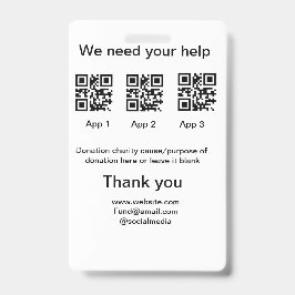 Crachá Dação Coleção de Dons jar adicionar seu nome q r c