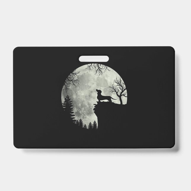 Crachá Dachshund E Lua Halloween (Frente)