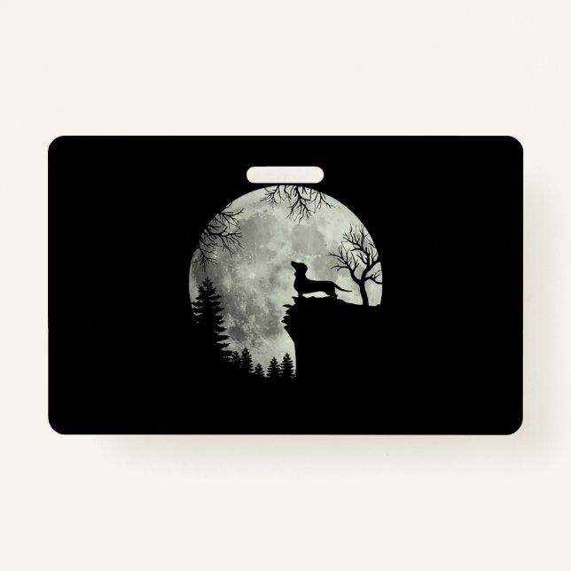 Crachá Dachshund E Lua Halloween (Frente)