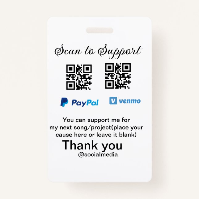 Crachá Dádiva virtual jar q r código doação de moeda PayP (Frente)