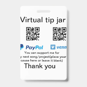 Crachá Dádiva virtual jar q r código doação de moeda PayP