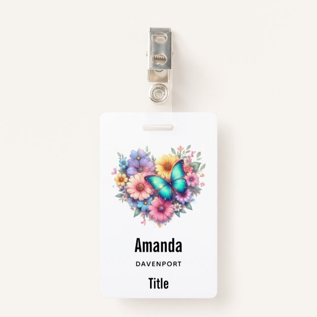 Crachá Daisy Flowers with a Beautiful Butterfly (Frente com Clipe)