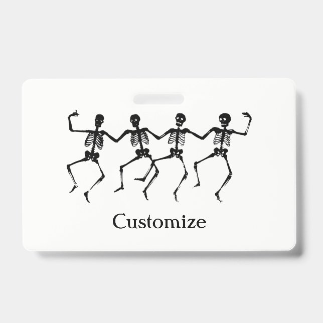 Crachá Dançando esqueletos no Halloween (Frente)
