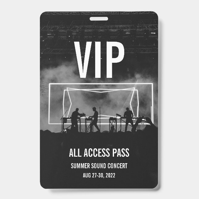 Crachá de Acesso Total Personalizado VIP para Conc (Frente)