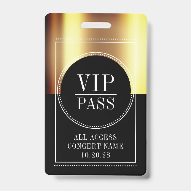 Crachá de Acesso Total Personalizado VIP para Show (Frente)
