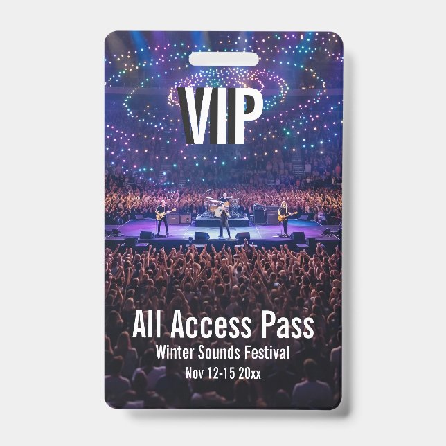 Crachá de Acesso Total VIP Personalizado para Show (Frente)