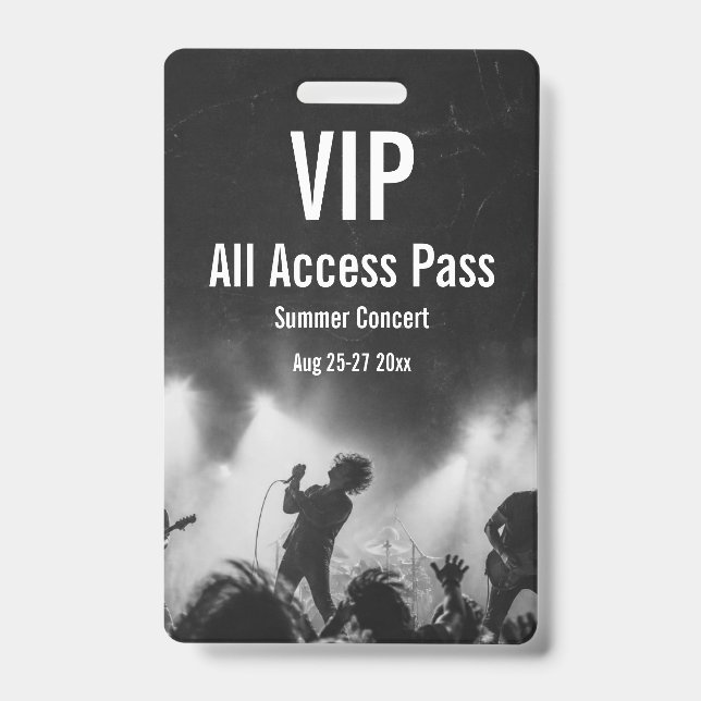 Crachá de Acesso Total VIP Personalizado para Show (Verso)