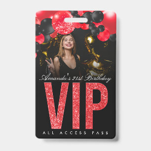 Crachá de Acesso Total VIP Personalizável Preto e