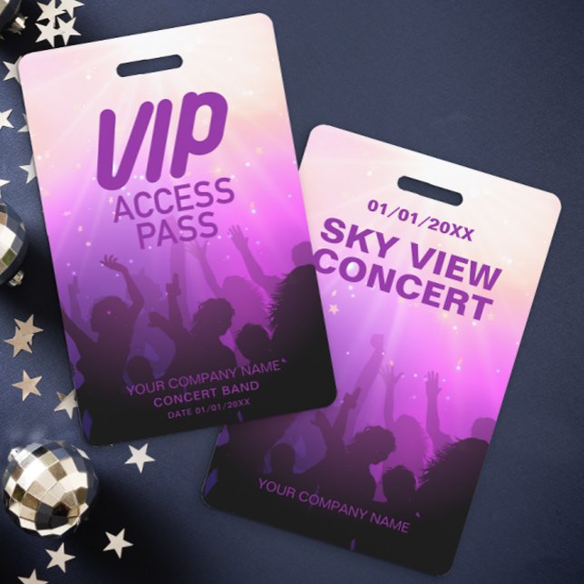 Crachá de Acesso Total VIP Roxo para Concerto (Criador carregado)