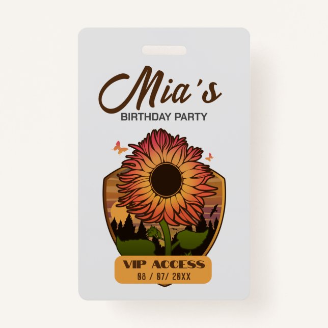 Crachá de Acesso VIP festa de aniversário (Frente)