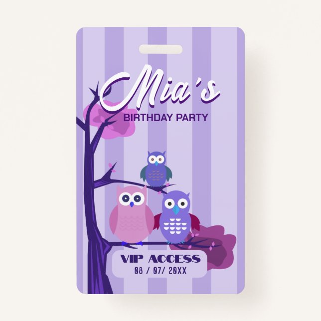 Crachá de Acesso VIP festa de aniversário (Frente)