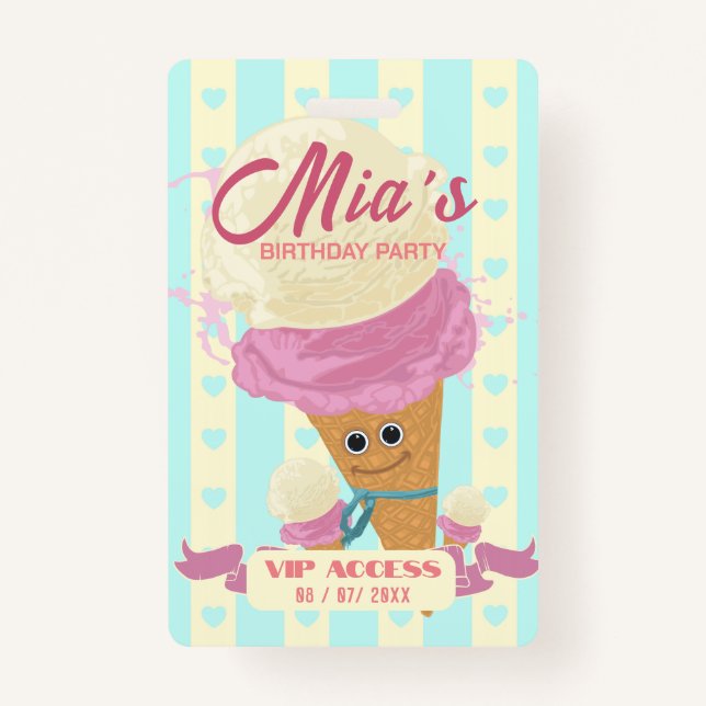 Crachá de Acesso VIP festa de aniversário (Frente)