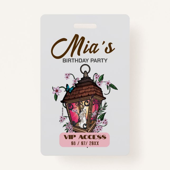 Crachá de Acesso VIP festa de aniversário (Frente)