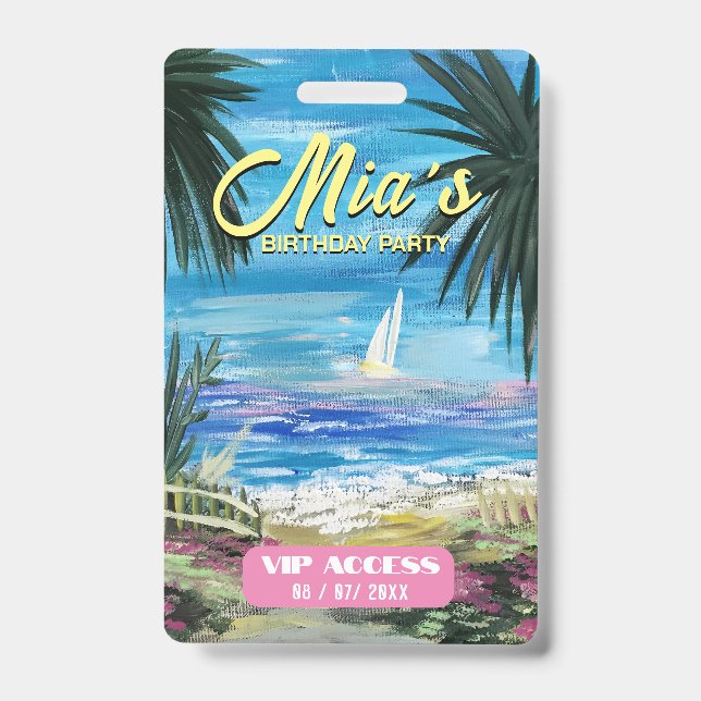 Crachá de Acesso VIP festa de aniversário (Frente)