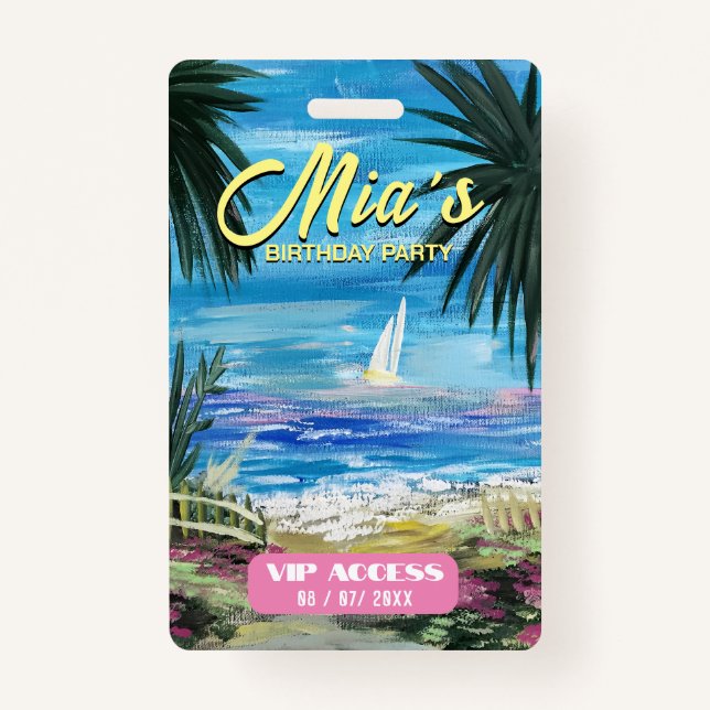 Crachá de Acesso VIP festa de aniversário (Frente)