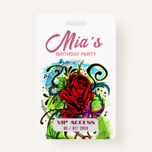Crachá de Acesso VIP festa de aniversário