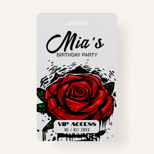 Crachá de Acesso VIP festa de aniversário (Frente)