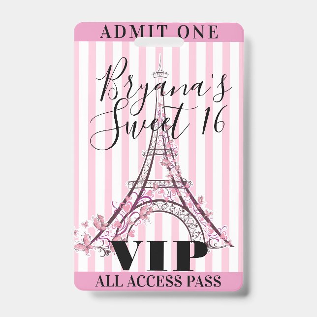 Crachá de Acesso VIP para Festa de Aniversário de  (Frente)