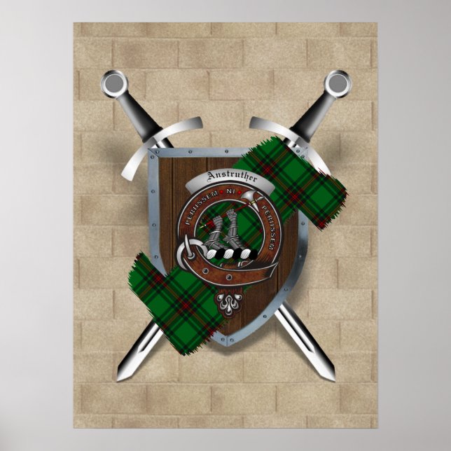Crachá de Anstruther Clan Espadas Cruzadas Poster  (Frente)