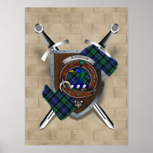 Crachá de Arbuthnott Clan Swords cruzadas Poster d