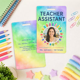 Crachá de Assistente de Professor com Foto de Lápi