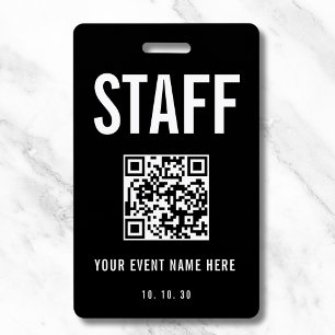 Crachá de Bastidores Preto e Branco com Código QR 