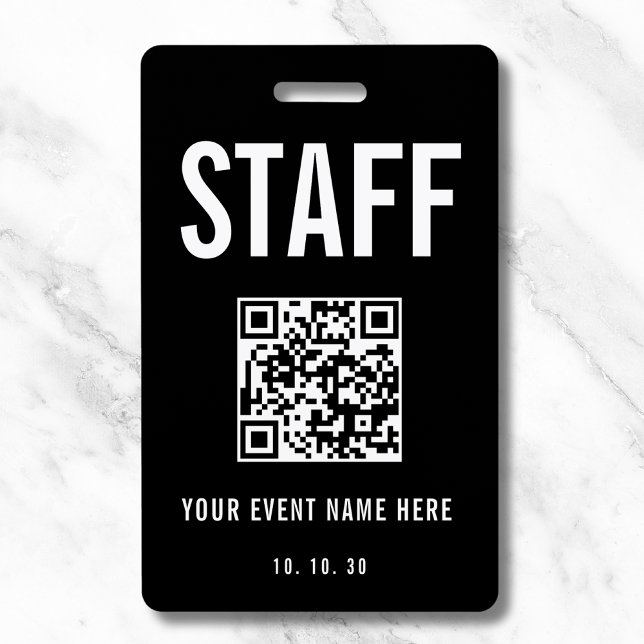Crachá de Bastidores Preto e Branco com Código QR  (Criador carregado)