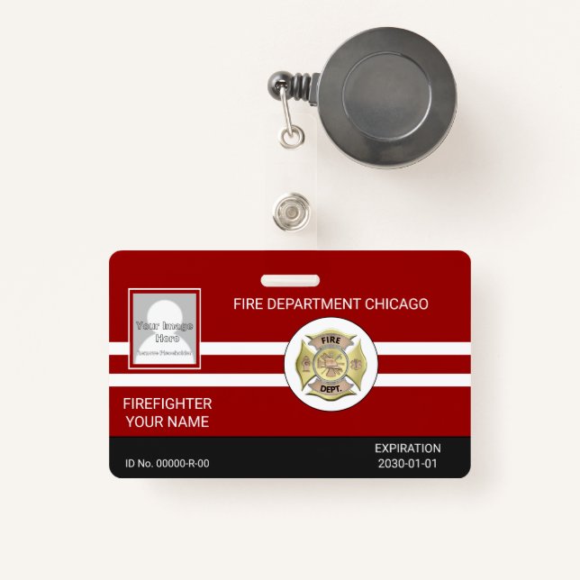 Crachá de bombeiro (Frente com retrátil)