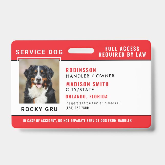 Crachá de Cão de Serviço Personalizado (Frente)