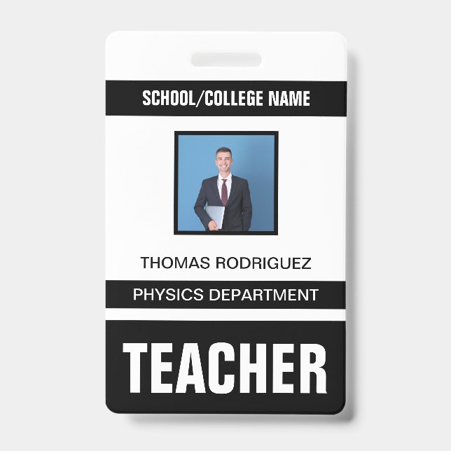 Crachá de Cartão de Identificação do Professor (Frente)