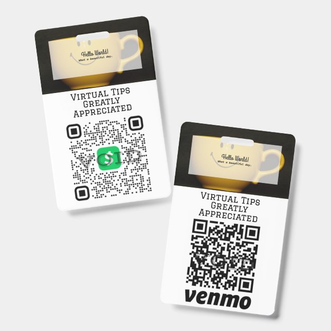 Crachá de Código QR de Dica Sem Casca Virtual (Frente e verso)