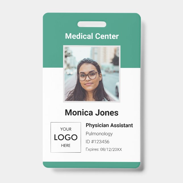 Crachá de Código QR de Foto de Funcionário Médico (Frente)
