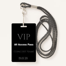 Crachá de concerto de acesso completo VIP preto si