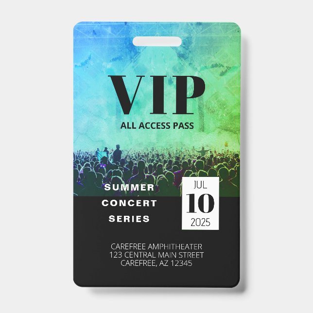 Crachá de Concerto de Acesso Total VIP Personaliza (Frente)
