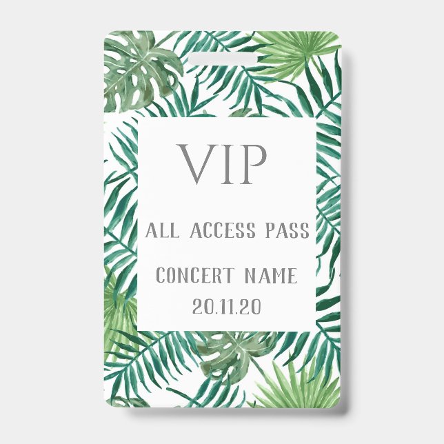 Crachá de Concerto de Acesso Total VIP Tropical Le (Frente)