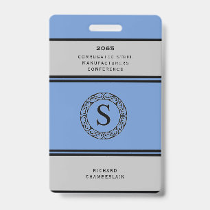 Crachá de Conferência Azul e Cinza com Logotipo